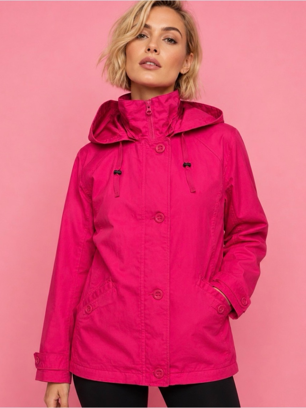 Lands' End Bright Pink Hooded Windbreaker Size 6- NWOT